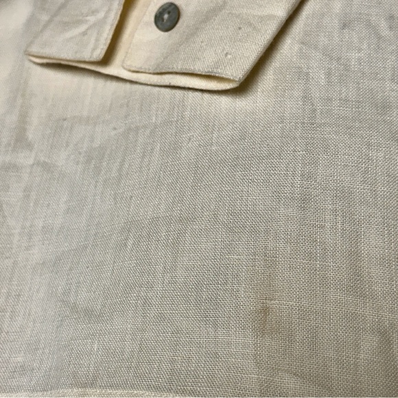 Liz Claiborne Collection Cream Button Down‎ Linen Shirt, Extra Long,  16 - Picture 10 of 10